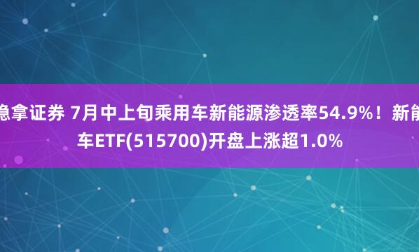 稳拿证券 7月中上旬乘用车新能源渗透率54.9%！新能车ETF(515700)开盘上涨超1.0%