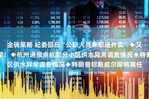 金砖策略 纪委回应“公职人员兼职送外卖”◆又有银行公告：App下架！◆杭州通报余杭部分小区供水异常调查情况◆特朗普称鲍威尔即将离任